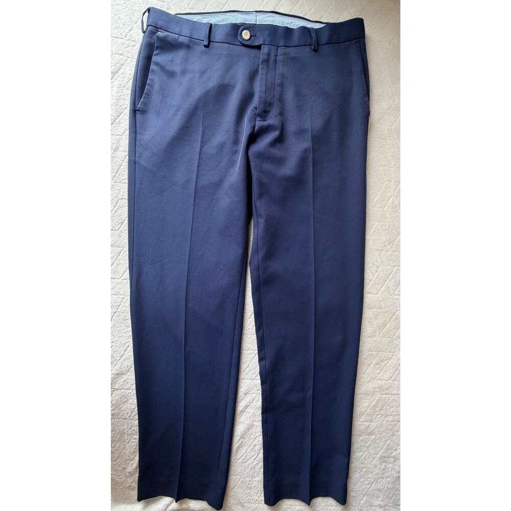 Peter Millar Tour Fit Golf Pants Mens 34x30 Blue Performance Dress Flat Front